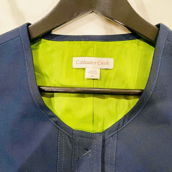 Coldwater Creek Navy Blue lined blazer, knee high, size 14 - Picture 4 of 5